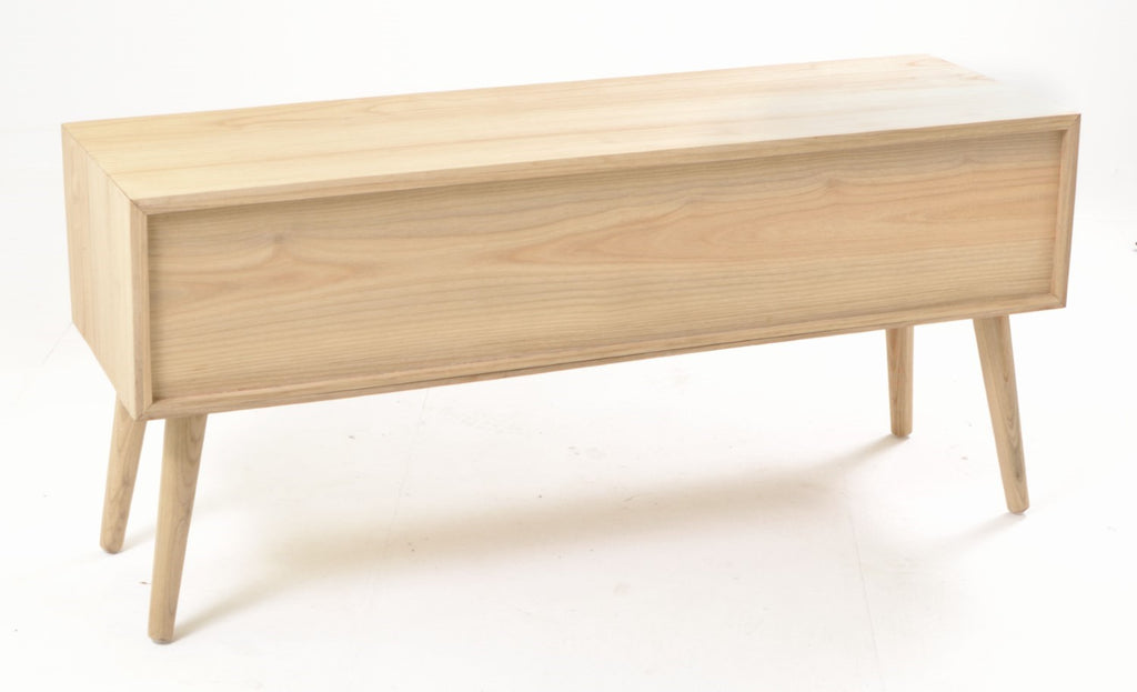 Modern Natural Oak Veneer 4 Drawer Media Unit with Open Shelves - Home Furniture Interiors