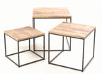 Industrial Natural Mango Wood Nest of 3 Tables