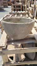 Set of 6 Handcrafted Low Roman Pots in Aged Stone Finish