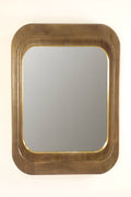 Traditional Brass Wooden Rectangular Hammer Design Wall Mirror