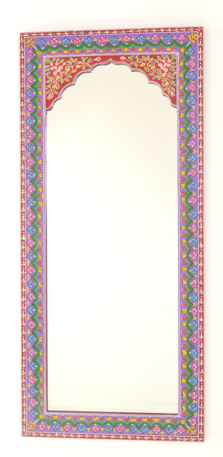 Traditional Style Large Hand Painted Rectangular Decorative Wall Mirror