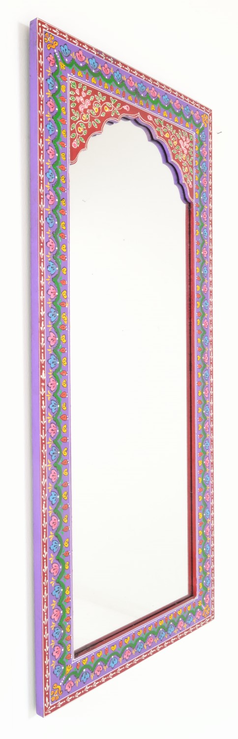 Traditional Style Large Hand Painted Rectangular Decorative Wall Mirror - Home Furniture Interiors