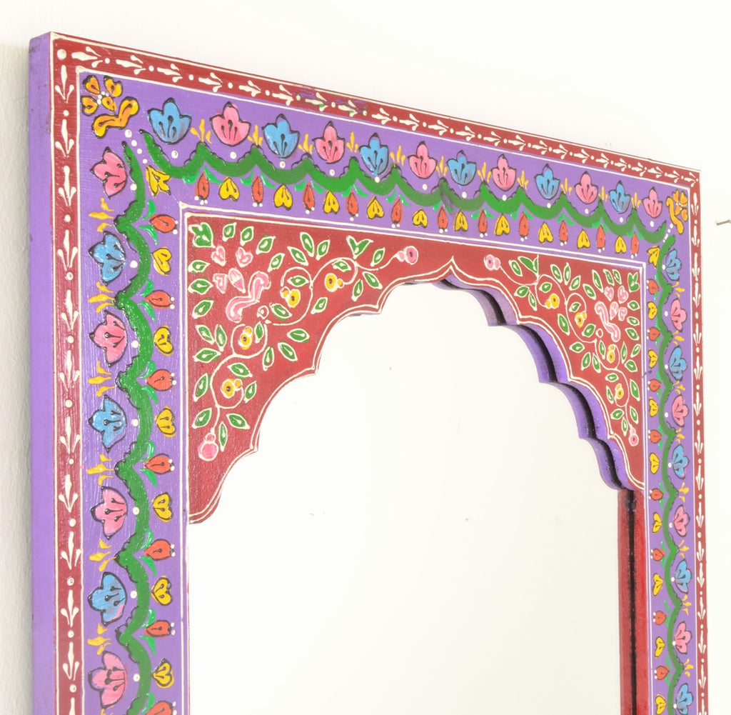 Traditional Style Large Hand Painted Rectangular Decorative Wall Mirror - Home Furniture Interiors