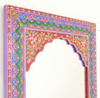 Traditional Style Large Hand Painted Rectangular Decorative Wall Mirror - Home Furniture Interiors