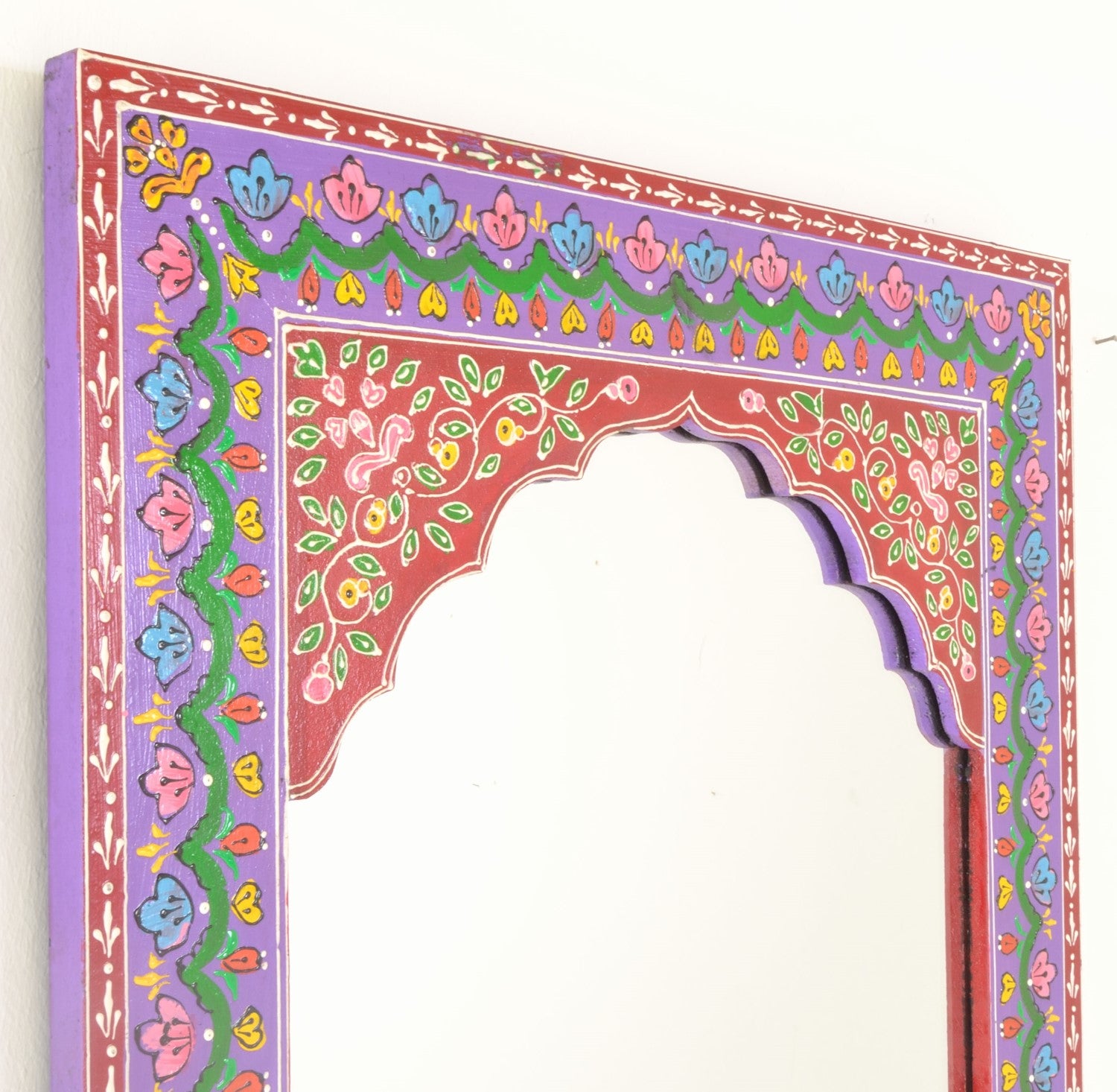 Traditional Style Large Hand Painted Rectangular Decorative Wall Mirror - Home Furniture Interiors