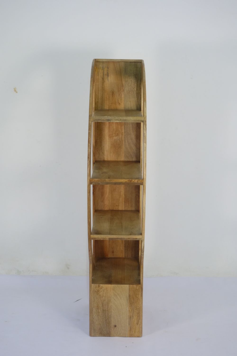 Traditional Mango Wood D Shape Open Storage Display Shelf - Home Furniture Interiors