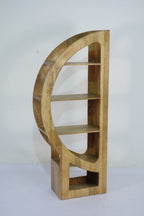 Traditional Mango Wood D Shape Open Storage Display Shelf - Home Furniture Interiors