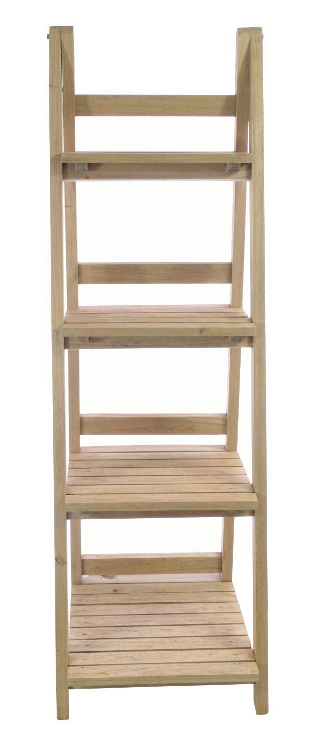 Vintage Mahogany Wood 139cm Ladder Shelf Unit in Rustic Finish - Home Furniture Interiors