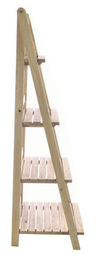 Vintage Mahogany Wood 139cm Ladder Shelf Unit in Rustic Finish - Home Furniture Interiors