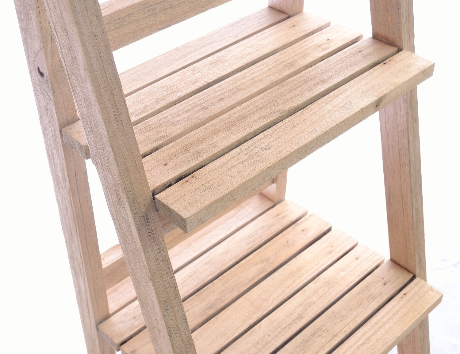 Vintage Mahogany Wood 139cm Ladder Shelf Unit in Rustic Finish - Home Furniture Interiors