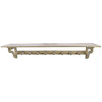 Vintage Rustic Mahogany Wood 150cm Wide Wall Coat Rack with Shelf - Home Furniture Interiors