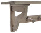 Vintage Rustic Mahogany Wood 150cm Wide Wall Coat Rack with Shelf - Home Furniture Interiors