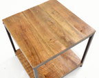 Industrial Style Natural Mango Wood Square Side Lamp Table - Home Furniture Interiors