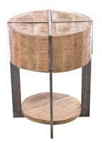 Small Round Metal and Wood Lamp Table - Home Furniture Interiors