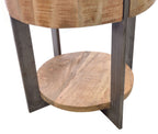 Small Round Metal and Wood Lamp Table - Home Furniture Interiors