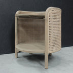 Vintage Natural Teak Rattan Two Tier Round Side End Table - Home Furniture Interiors