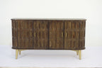 Artisan Mango Wood 4 Door Oval Carved Sideboard with Brass Legs - Home Furniture Interiors
