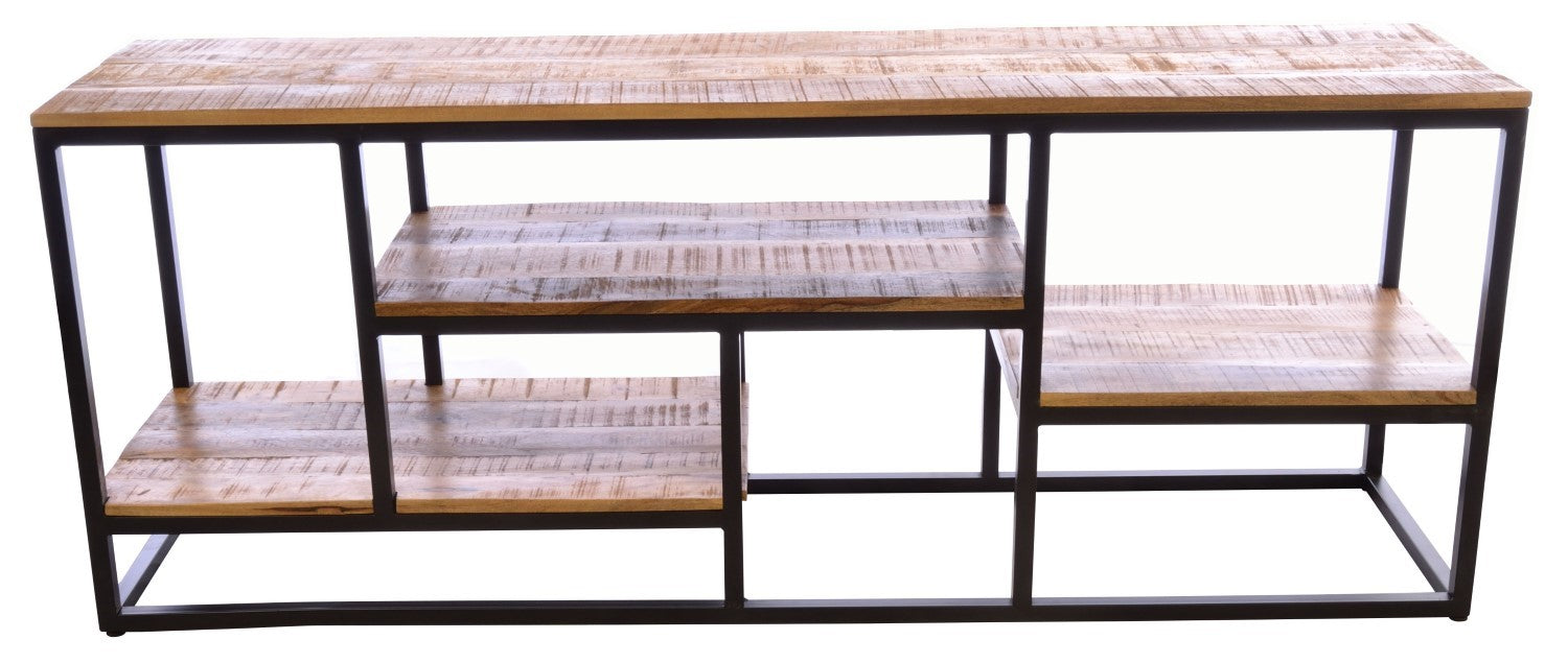 Industrial Mango Wood and Iron Large Sideboard Display Unit 180cm - Home Furniture Interiors