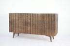 Natural Mango Wood 4 Door Fluted Sideboard with White Marble Top