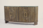 Natural Mango Wood Panelled 4 Door Sideboard with Grey Marble Top