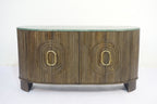 Natural Mango Wood Panelled 4 Door Sideboard with Grey Marble Top - Home Furniture Interiors