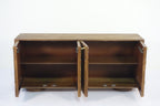 Retro Natural Mango Wood 4 Door Carved Sideboard with Plinth Base - Home Furniture Interiors