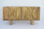 Traditional Mango Wood 4 Door Oval Carved Sideboard with Linear Base - Home Furniture Interiors