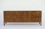 Traditional Mango Wood Geometric Detailing 4 Door Hand Carved Sideboard - Home Furniture Interiors