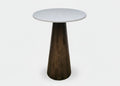 White Marble Top Natural Mango Wood Small Cone Side Table