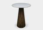 White Marble Top Natural Mango Wood Small Cone Side Table