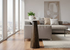 White Marble Top Natural Mango Wood Small Cone Side Table - Home Furniture Interiors