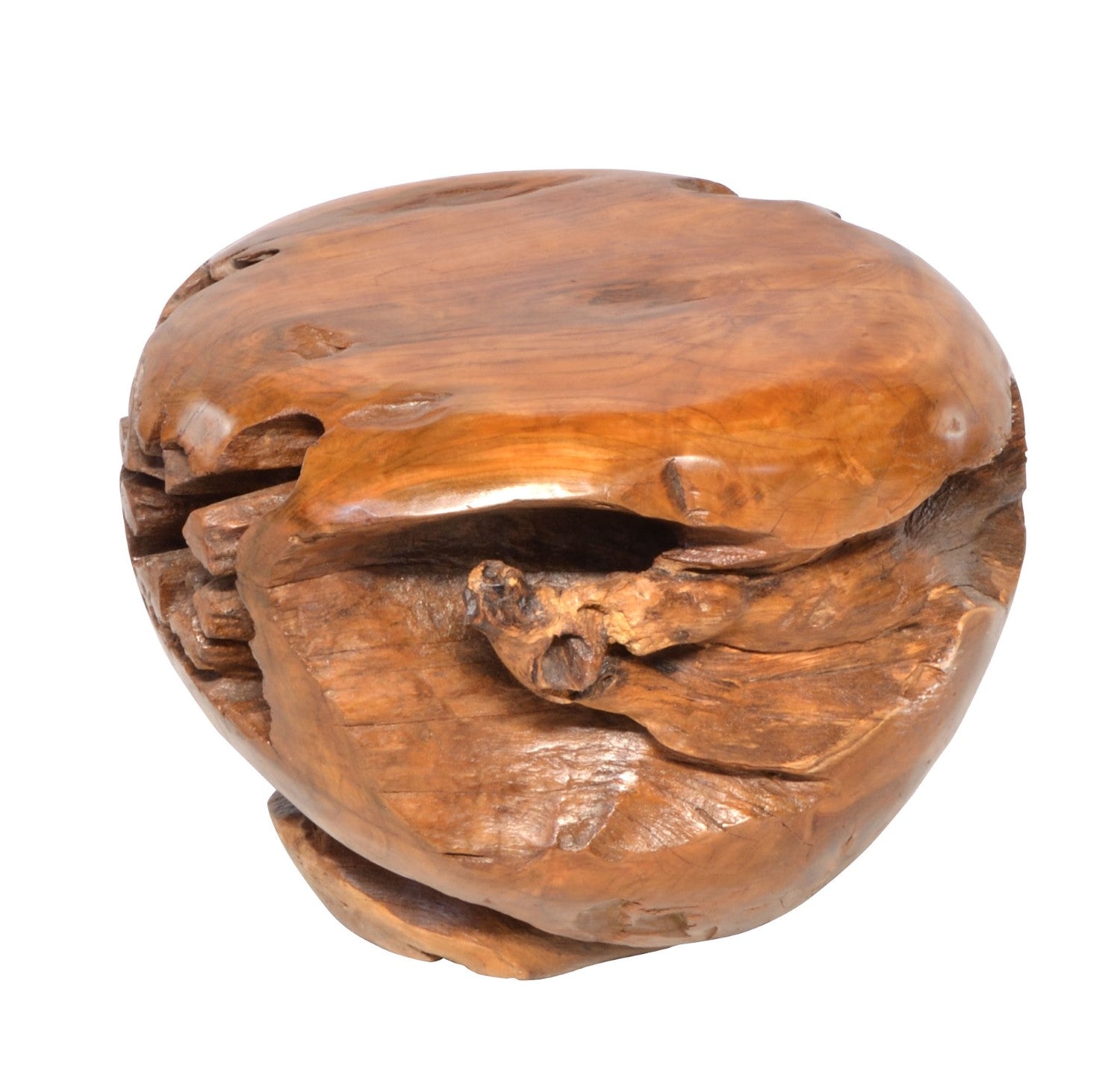Antique Natural Teak Root Ball Stool 40cm Wide - Home Furniture Interiors
