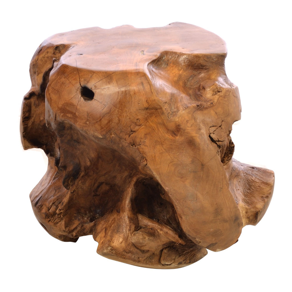 Antique Natural Teak Root Ball Stool 40cm Wide - Home Furniture Interiors