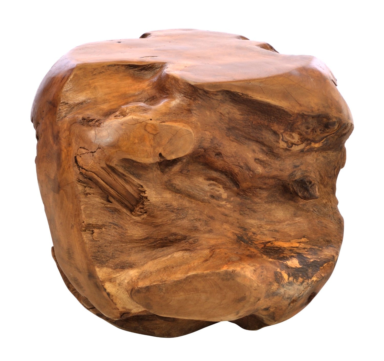 Antique Natural Teak Root Ball Stool 40cm Wide - Home Furniture Interiors