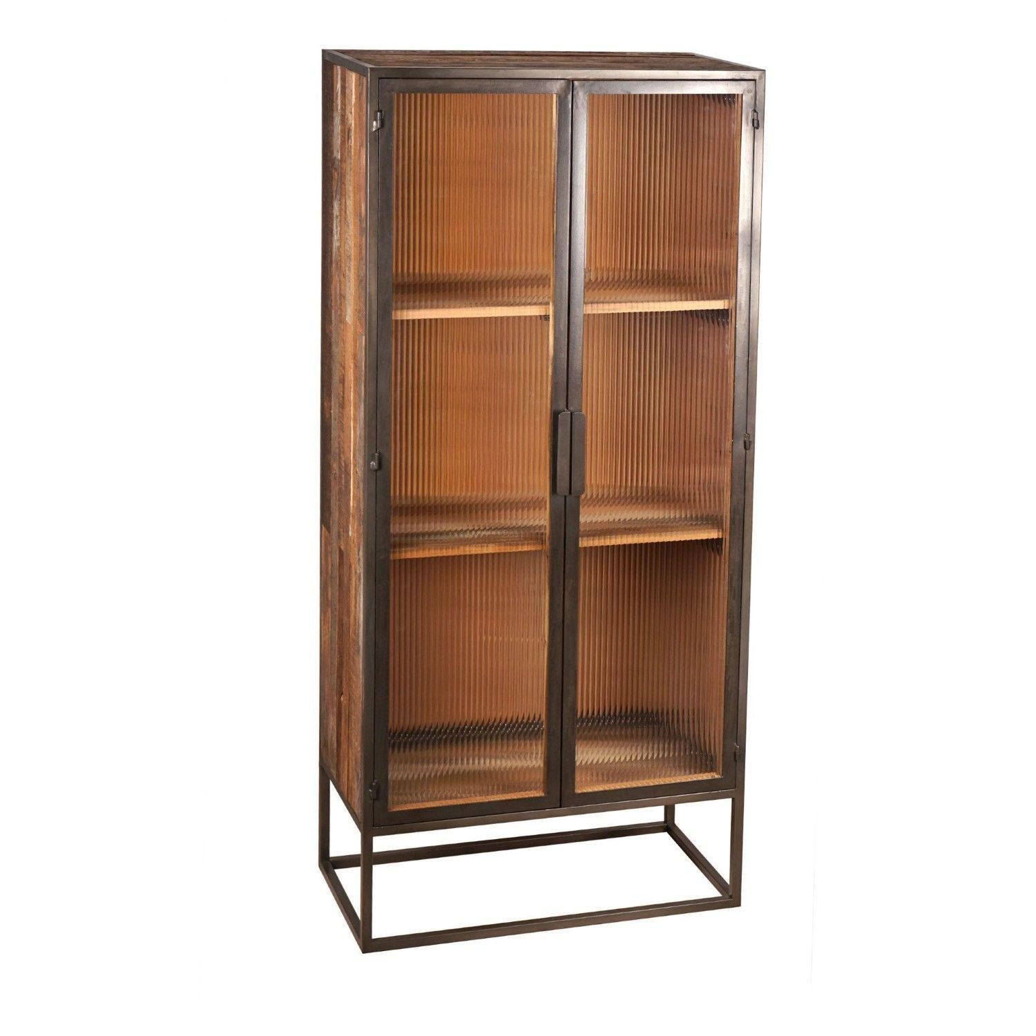 Industrial Dark Grey Glass Front 2 Door Display Cabinet with 2 Shelves
