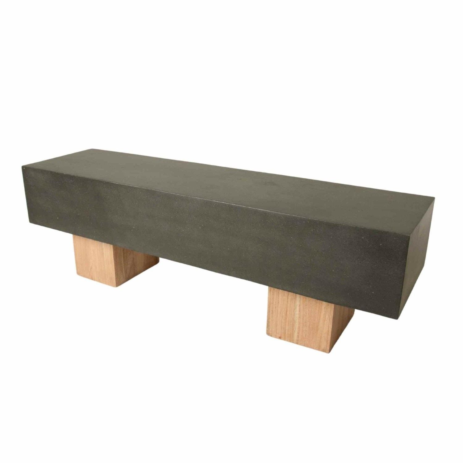 Dark Steel Polymer Concrete Bench with Mindi Wood Base