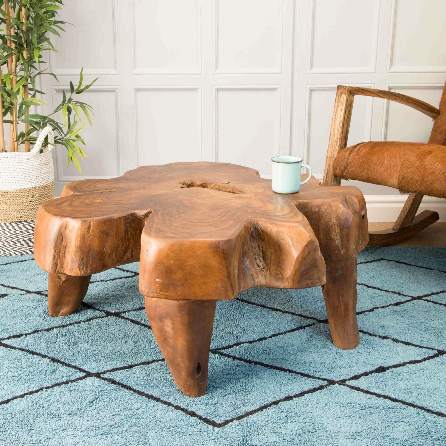 Organic and Sculpted Natural Teak Root Heavyweight Coffee Table
