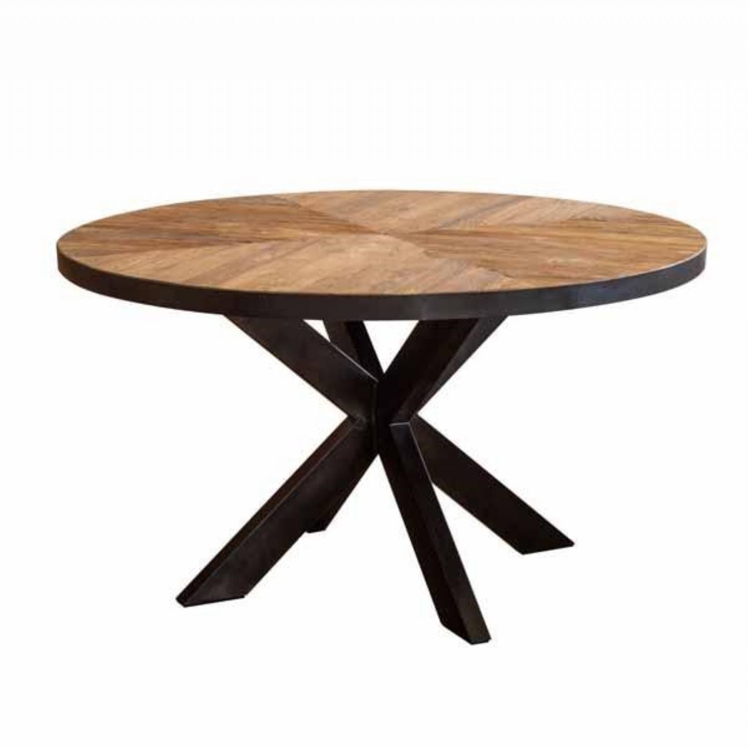 Industrial Dark Grey Mango Wood 4 Seater Round Dining Table