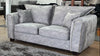 Silver Grey Velvet Effect Fabric 2 Seater High Back Sofa - Home Furniture Interiors