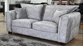 Silver Grey Velvet Effect Fabric 2 Seater High Back Sofa - Home Furniture Interiors