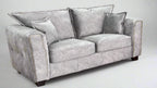 Silver Grey Velvet Effect Fabric 2 Seater High Back Sofa - Home Furniture Interiors