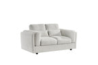 Beige Chenille Fabric 2 Seater Sofa with Chunky Arm Cushions - Home Furniture Interiors