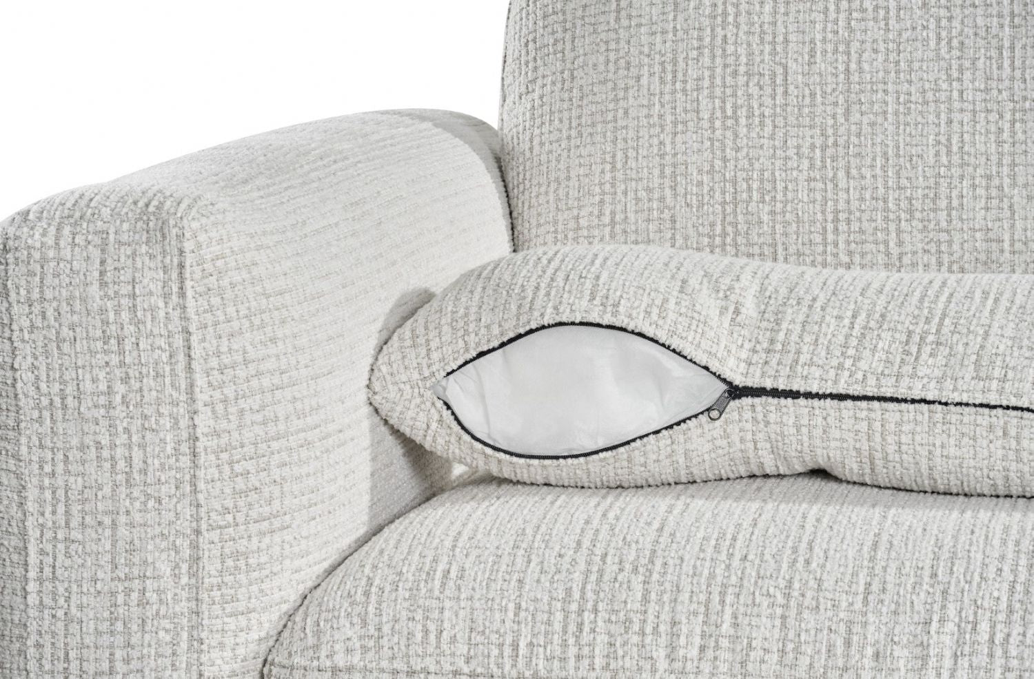 Beige Chenille Fabric 2 Seater Sofa with Chunky Arm Cushions - Home Furniture Interiors