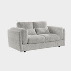 Grey Chenille Fabric 2 Seater Sofa with Chunky Arm Cushions - Home Furniture Interiors