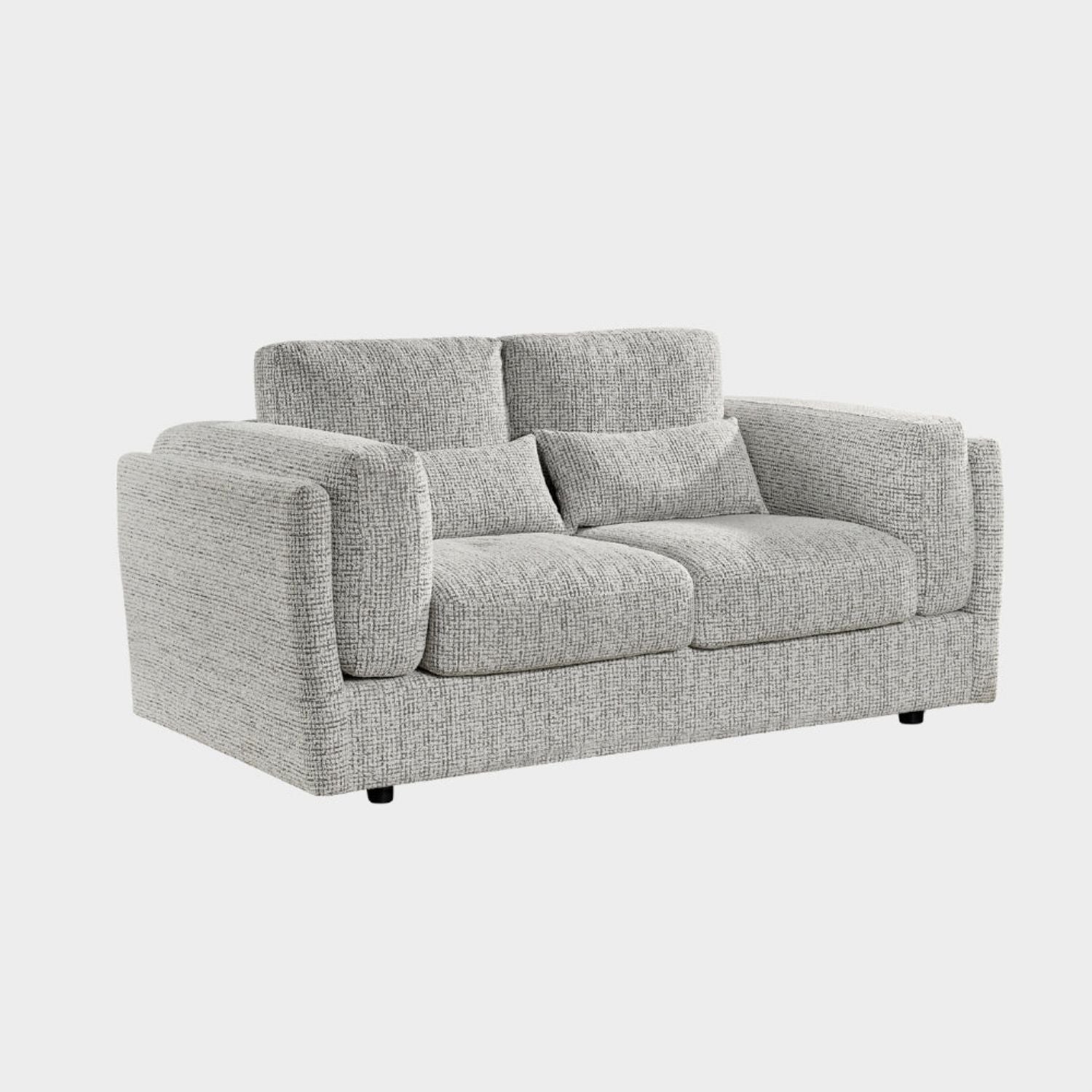Grey Chenille Fabric 2 Seater Sofa with Chunky Arm Cushions - Home Furniture Interiors