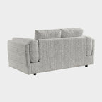 Grey Chenille Fabric 2 Seater Sofa with Chunky Arm Cushions - Home Furniture Interiors