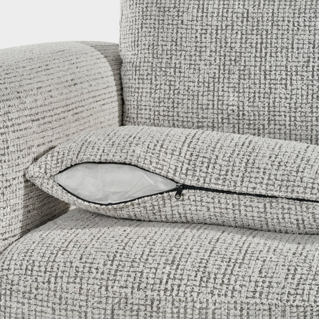 Grey Chenille Fabric 2 Seater Sofa with Chunky Arm Cushions - Home Furniture Interiors