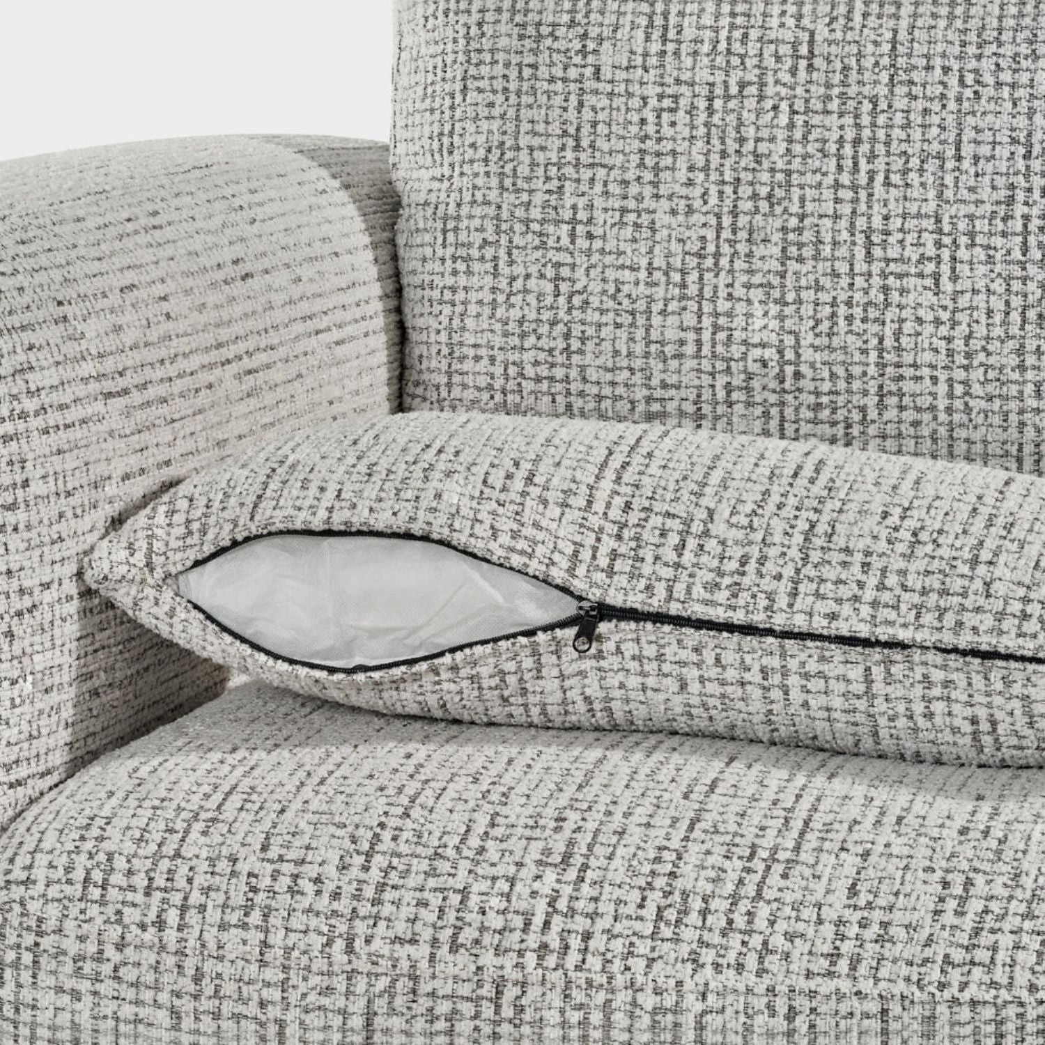 Grey Chenille Fabric 2 Seater Sofa with Chunky Arm Cushions - Home Furniture Interiors