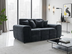 Black Fabric 2 Seater Sofa with Scatter Cushions - Home Furniture Interiors