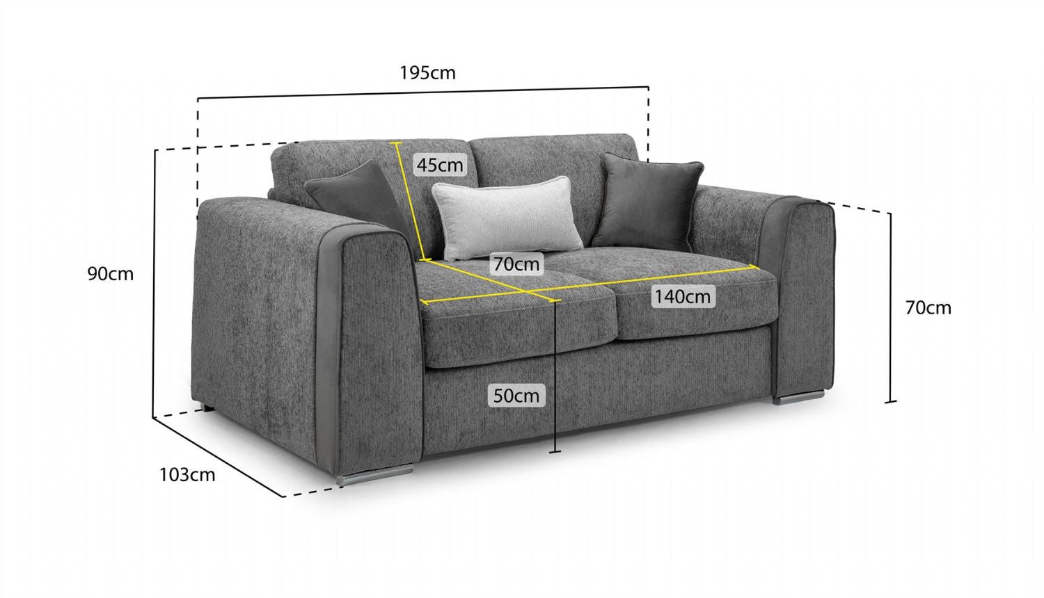 Beige Chenille Fabric 2 Seater Sofa Standard Back - Home Furniture Interiors